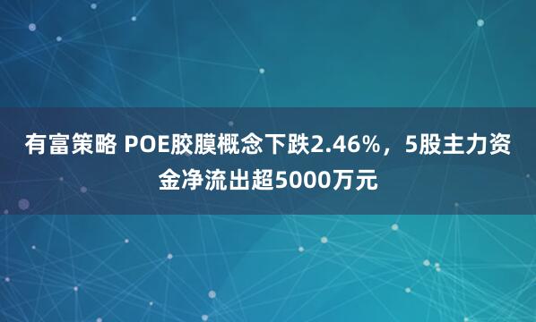 有富策略 POE胶膜概念下跌2.46%，5股主力资金净流出超5000万元