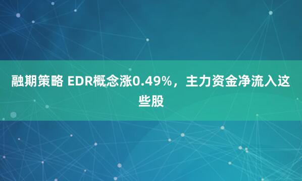 融期策略 EDR概念涨0.49%，主力资金净流入这些股